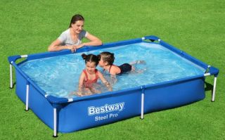 Bể bơi khung kim loại Bestway 56401, kích thước 2.2x1.5x0.43m, tặng kèm bóng nhiều màu