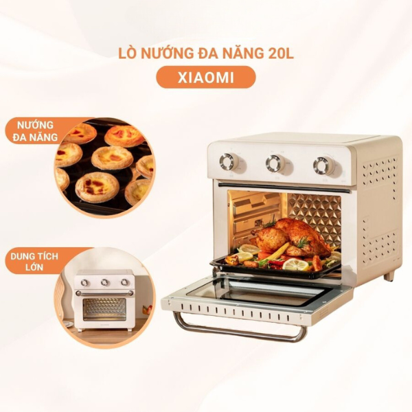 Lò nướng đa năng 2 tầng dung tích 20L Xiaomi Qcooker CR-KQK01, lò nướng điện đối lưu quay nướng tiện lợi